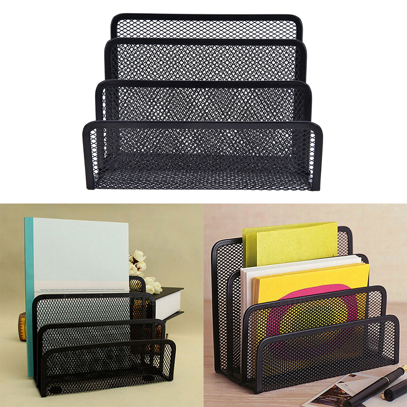 Black Mesh Letter Paper File Storage Rack Holder Tray Organiser Desktop Offilo - Picture 7 of 10
