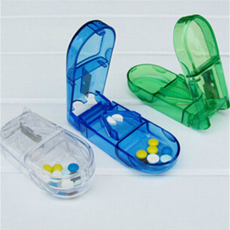 Pill Cutter Splitter Half Storage Compartment Box Medicine Tablet Holder N JR Th