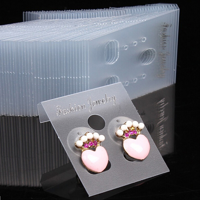 100X.Clear Professional Type Plastic Earring Studs Holder Display Hang Cards `hg - Picture 1 of 11