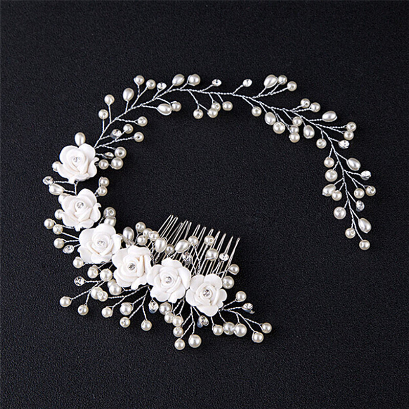 Chic Wedding Hair Jewelry For Bridal Pearl Hair Comb Hand Made Hair Accessory YO