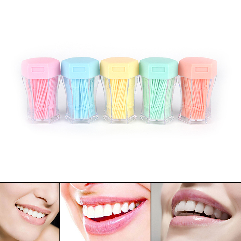 200Pcs New Plastic Dental Picks Oral Hygiene 2 Way Interdental Brush Tooth S!xh