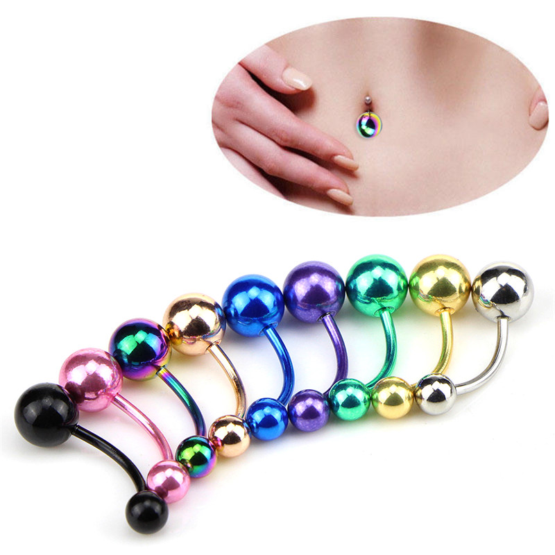 9PCS/Bag Ball Belly Button Bar Navel Ring Barbell Body Piercing Women