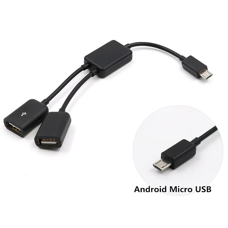 Micro USB / Type C to 2 OTG Dual Female USB Port HUB Cable Y Splitter