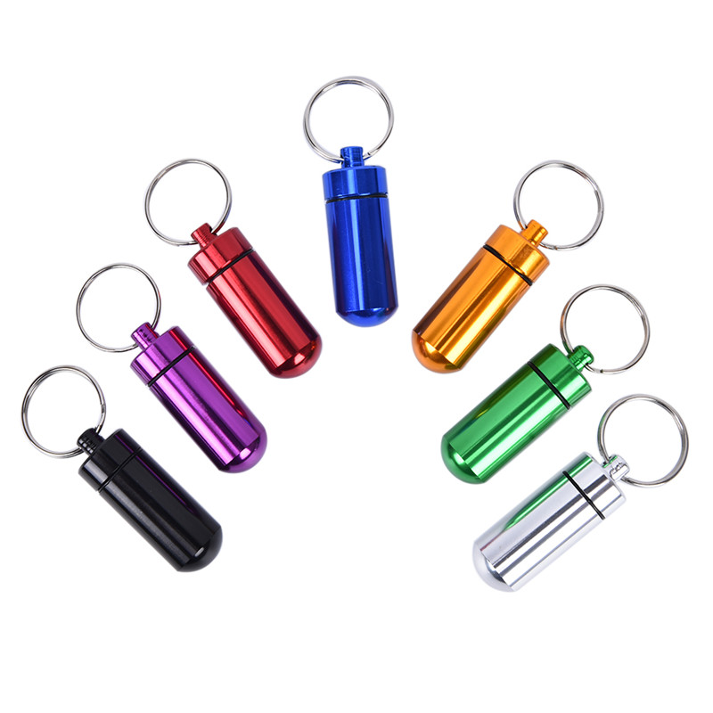 Mini Waterproof Metal Medicine Pill Box Case Bottle Holder Container Keychain Z8