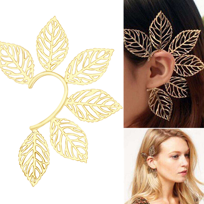 Fashion Leaf Clip Ear Cuff Studs Women's Punk Wrap Cartilage Earrings Jewelry-b