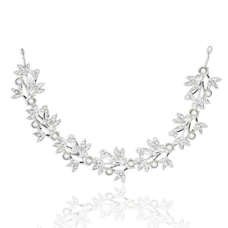 Silver Bendable Pearl Crystal Bridal Hair Vine Wedding Headband Hair Access@j F~ ON10191