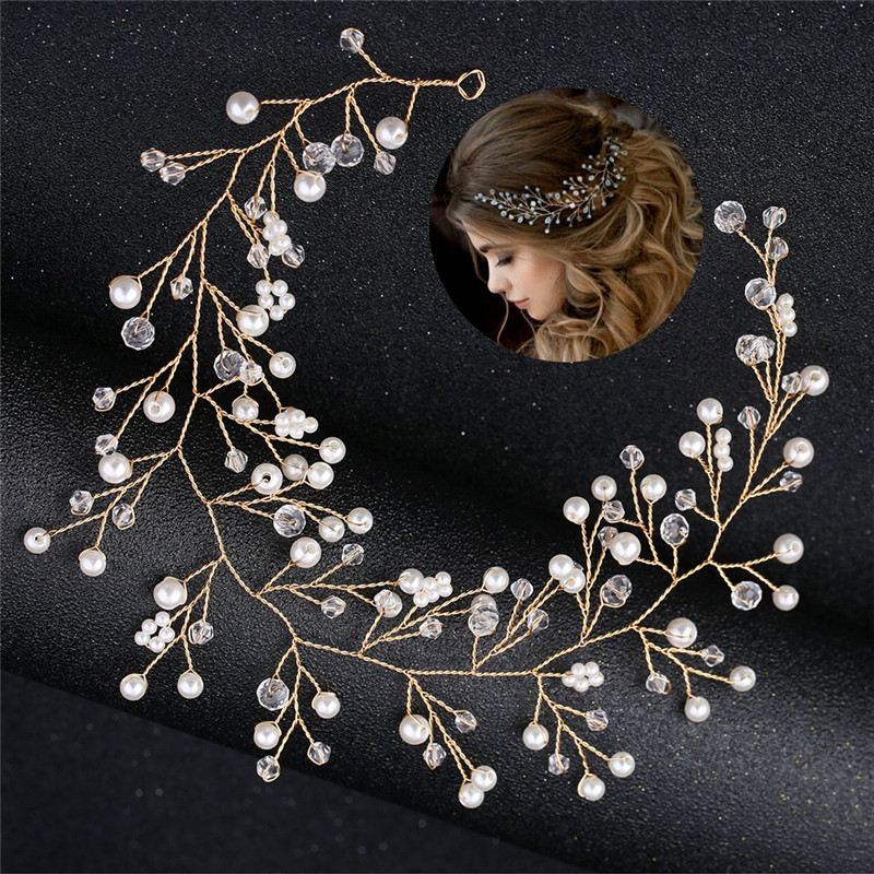 Fashion Crystal Headband tiara Bride Handmade Simulated Pearl Bride Wedd;k ON9934